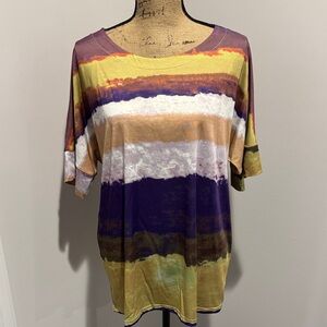 Women’s Multicolor Striped Short Sleeve Top